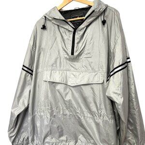 Outrigger Windbreaker Hoodie Vintage? Quarter Zip Gray Florescent Stripes EUC